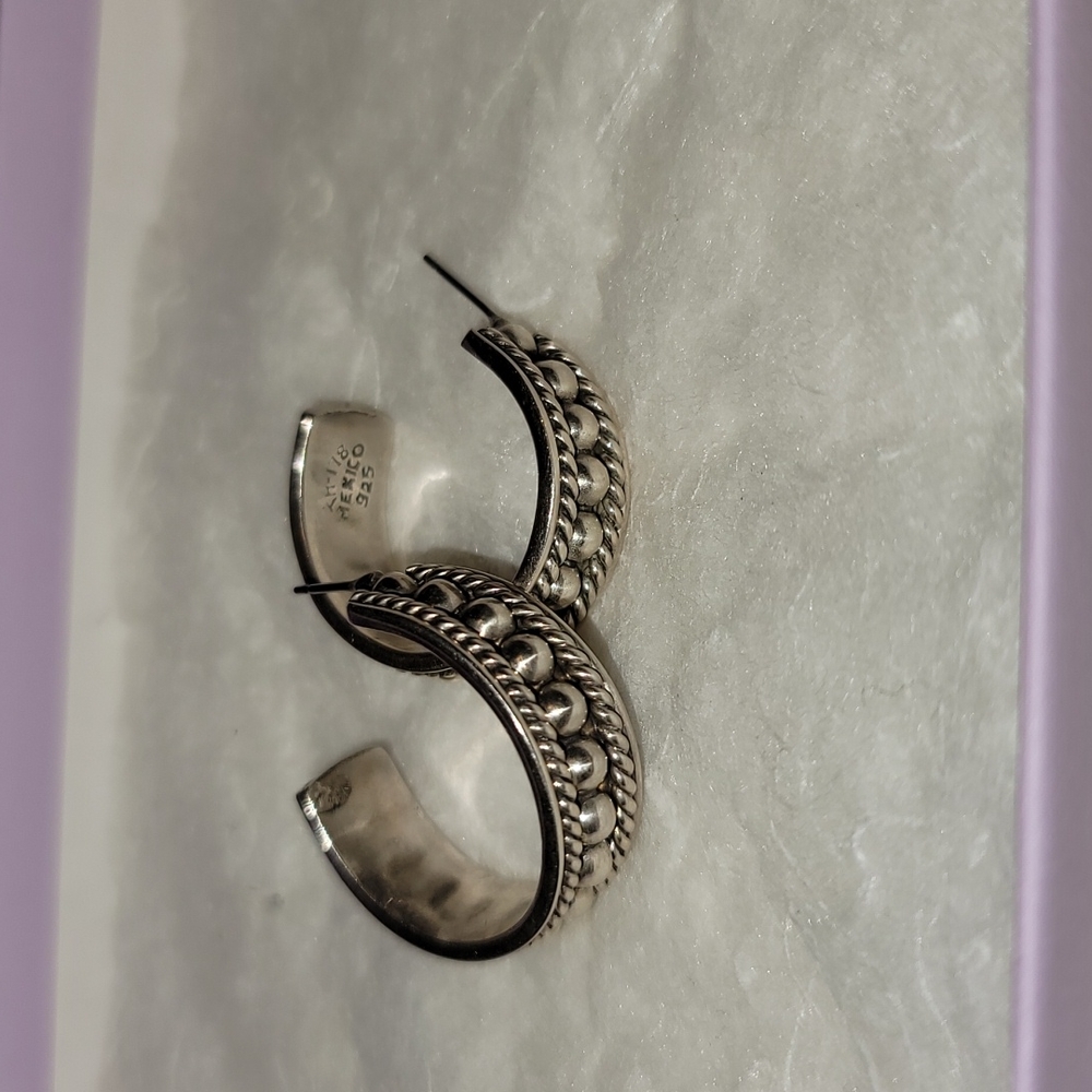Vintage Taxco Sterling Silver Beaded Earrings